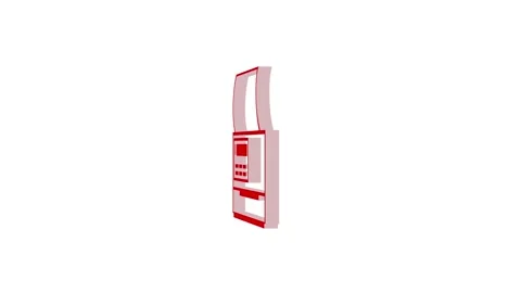 3d printer machine logo icon loopable rotated red color animation on white b Video stock 269495827