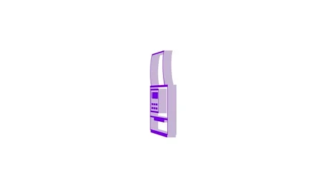 3d printer machine logo icon loopable rotated purple color animation on whit Video stock 269495829