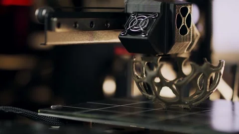 A 3d printer machine is making volume geometric figure. Timelapse working Stock Footage 274489227