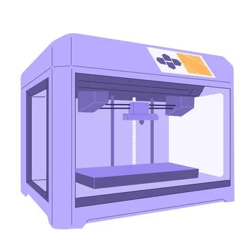 3d printer machine, vector illustration logo concept icon. Technologies of th Stock Illustration
