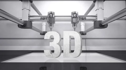 3D printer, make typo '3D' 3D scanner animation.white. 動画素材 67305737