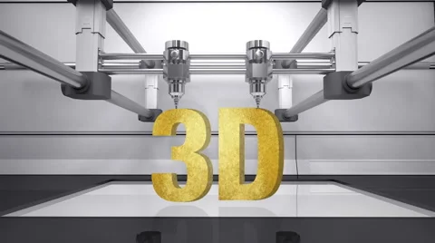 3D printer, make typo '3D' 3D scanner animation.gold 動画素材 67305831