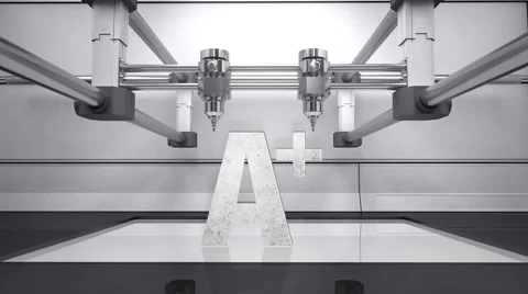 3D printer, make typo 'A plus' 3D scanner animation.white 動画素材 67305702