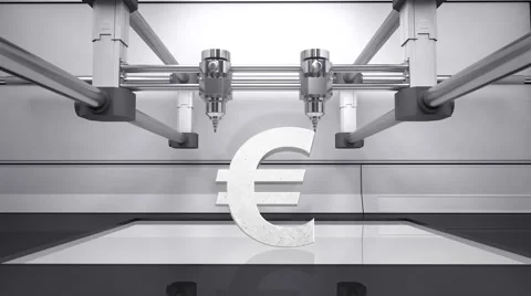 3D printer making EURO sign,3D scanner Video stock 64846146