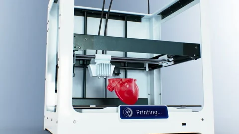 3d Printer Making Human Heart Working Process. Cardiac Implant Printing Stock-Footage 211443720