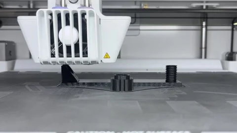 A 3d printer manufactures an industrial component to order Stock Footage 281446300