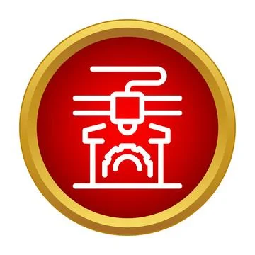 3d printer manufacturing gear icon on red background イラスト素材