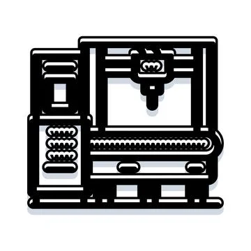 3d printer manufacturing machine line icon evolving technology Stock Illustration