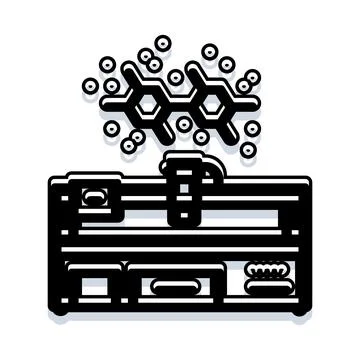 3d printer manufacturing molecular structure in laboratory Stock Illustration