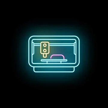 3d printer manufacturing object with glowing neon effect Stock Illustration