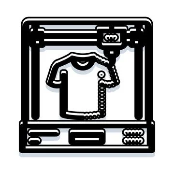 3d printer manufacturing t shirt using future technology Stock Illustration