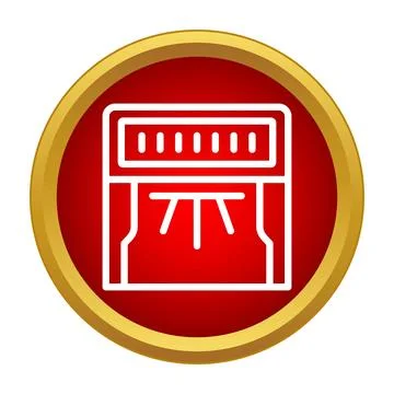 3d printer manufacturing technology icon on red background Illustrazione stock