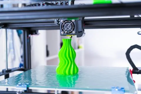 3d printer mechanism working during the processes. Modern 3D printing.. Stock Photos