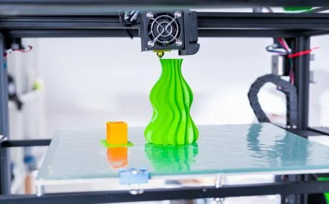 3d printer mechanism working during the processes. Modern 3D printing.. Stock Photos
