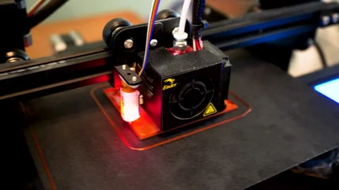 3D printer in the middle of printing Stock Footage 168981177