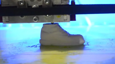 3D printer is a model in the form of shoe Stock Footage