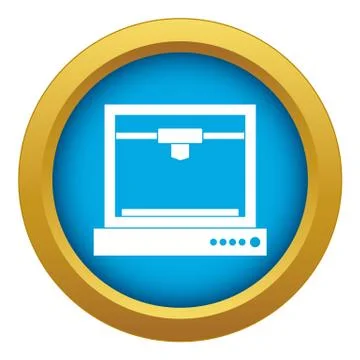 3d printer model icon blue vector isolated Stock Illustration