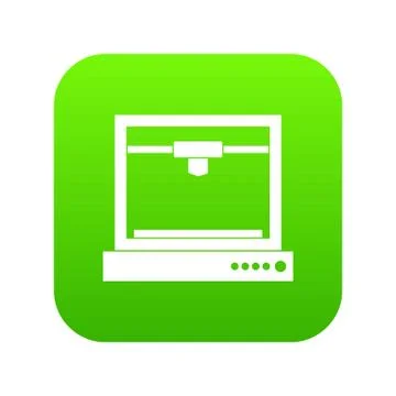 3d printer model icon digital green Illustrazione stock