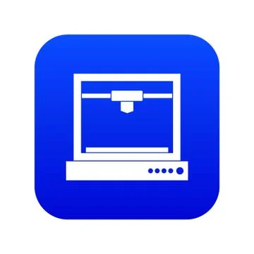 3d printer model icon digital blue Stock Illustration
