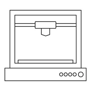 3d printer model icon outline Stock Illustration