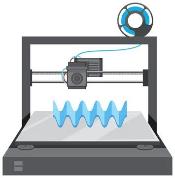 A 3D printer model on white background Illustrazione stock
