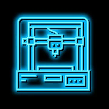 3d printer neon glow icon illustration Stock Illustration