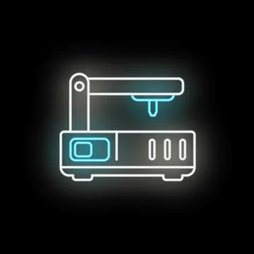 3d printer neon light icon modern manufacturing 库存插图