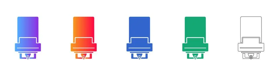 3D Printer Nozzle Component Vector Icons Stock Illustration
