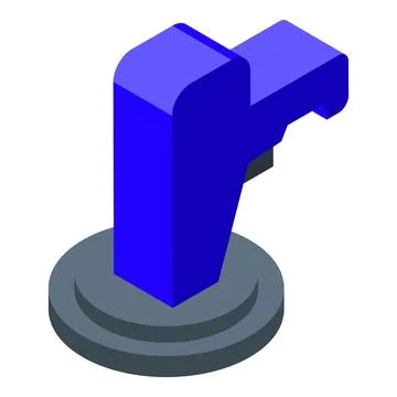 3d printer nozzle extruding filament on a platform, isometric view Stock Illustration