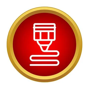 3d printer nozzle extruding filament, creating object icon Stock-Illustration