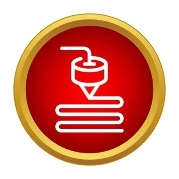 3d printer nozzle extruding material icon button concept Stock Illustration