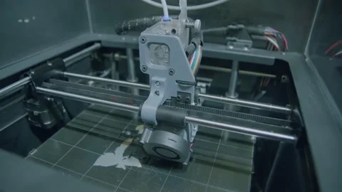 3D Printer, nozzle, hotend, 3d printing machine, filament, fdm Stock Footage 170750732