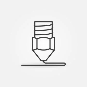 3D Printer Nozzle vector Additive Manufacturing concept linear icon Stock Illustration