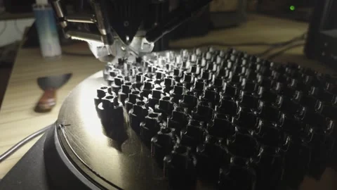 3D printer in operation close-up. Automatic three dimensional 3d printing Stock Footage 291651836