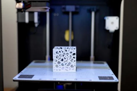 3D printer parts made on the printer, the development of volumetric objects,  Stock Photos