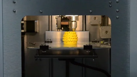 3d printer pouring hot plastic from the nozzle print Model Stock Footage 71246688