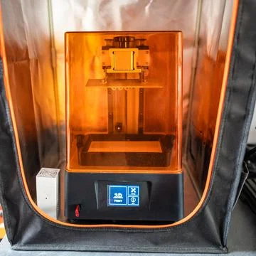 3D printer to print resin models with protective insulating capsule for exterior Stock Photos
