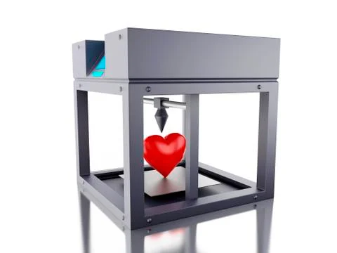 3D printer printed a heart. イラスト素材