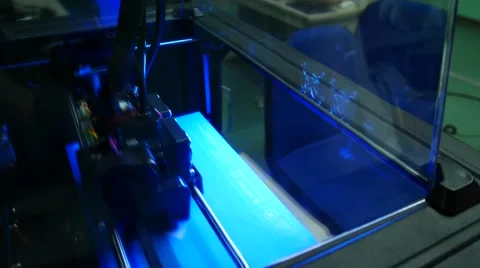 3D printer for printer model. Working in the lab, 3D printing technology,Qual Video stock 68928586