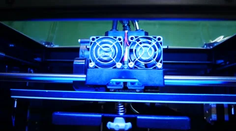 3D printer for printer model. Working in the lab, 3D printing technology. Video stock 68928639