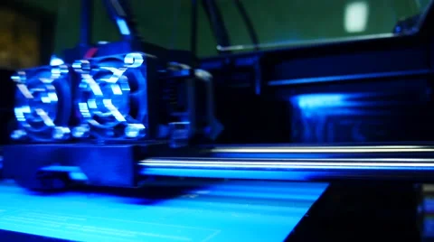 3D printer for printer model. Working in the lab, 3D printing technology. Video stock 68928664
