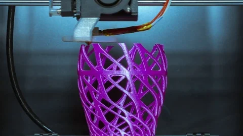 3d printer printing an artistic vase Stock Footage 74505639