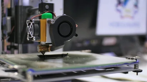 3d printer is printing black plastic detail. 3d printing project concept. Stock Footage 94770519