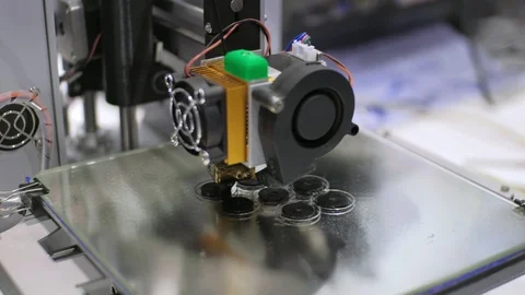 3d printer is printing black plastic details. 3d printing project concept Stock Footage 94773081