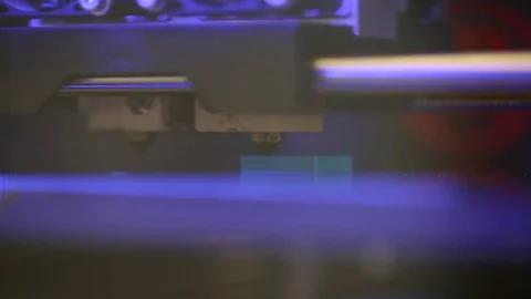 3d printer printing a blue cube, timelapse Stock-Footage 71092776