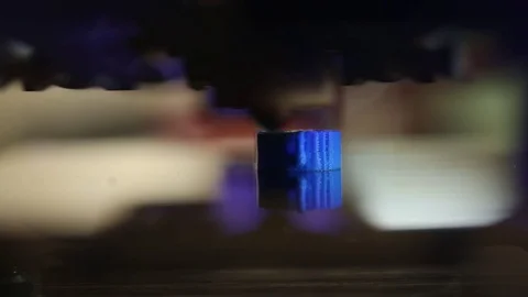 3d printer printing a blue shape Video stock 71086354