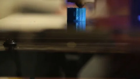 3d printer printing a blue shape Stock-Footage 71092717