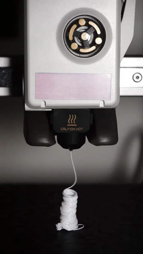 3D Printer Printing, Cleaning Nozzle, and Extruding Filament Stock Footage 300874887