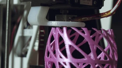 3D printer printing a complex object,an art household item Video stock 74501090