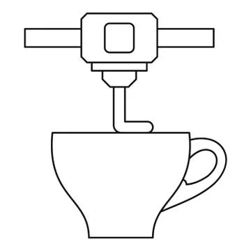 3D printer printing cup icon, outline style Stock Illustration